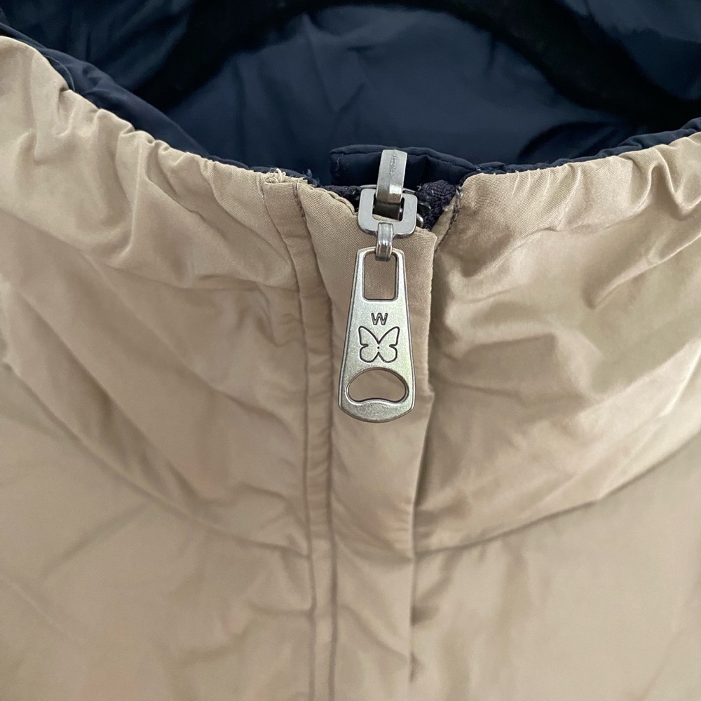 WEEKEND MAX MARA Beige Down Zip Up Puffer Jacket / Coat with Tie Women’s Size 6 - Picture 5 of 12